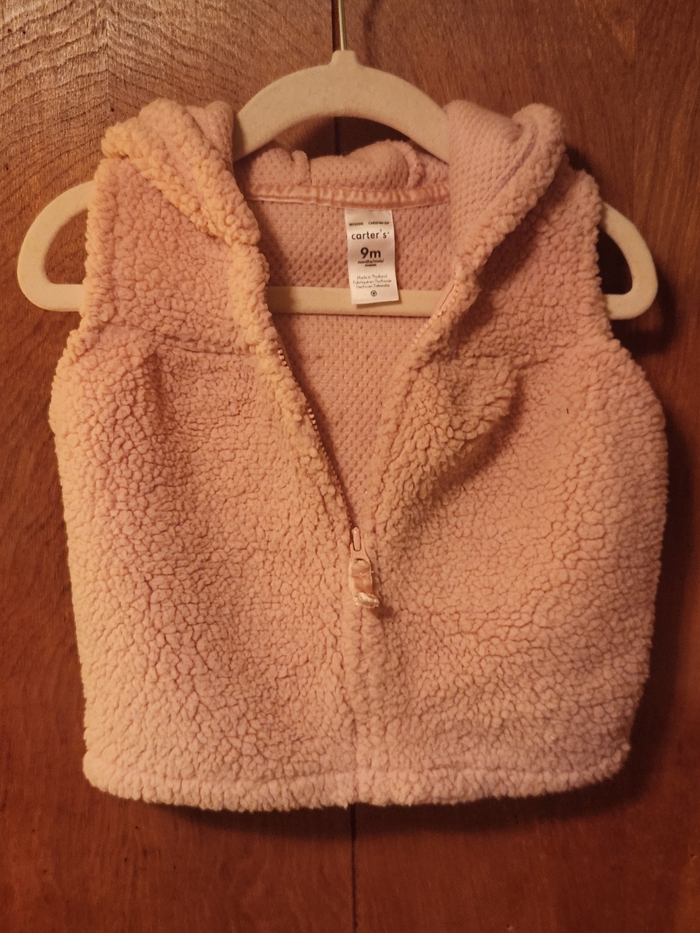 Carter's Baby Pink Sherpa Hooded Vest, Sz-9M, NWOT
